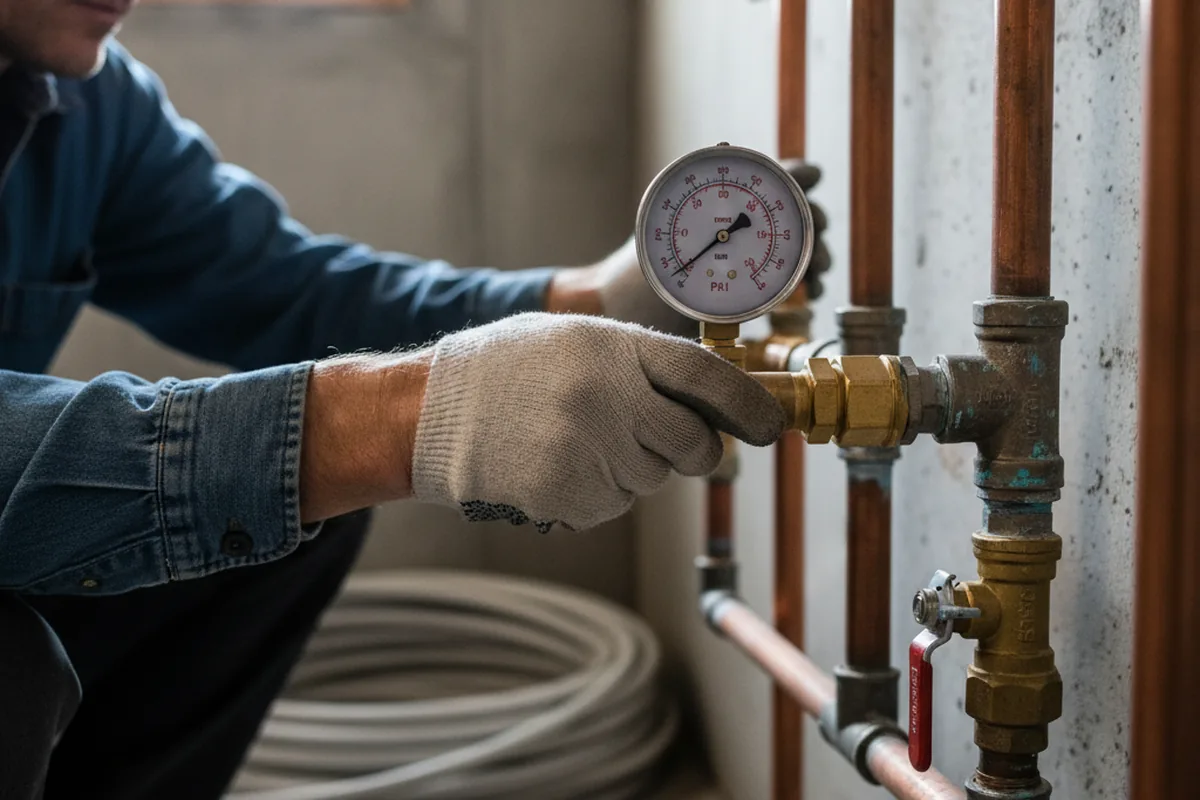 Pressure testing a repaired line during Water Line Repair in Pine Brook